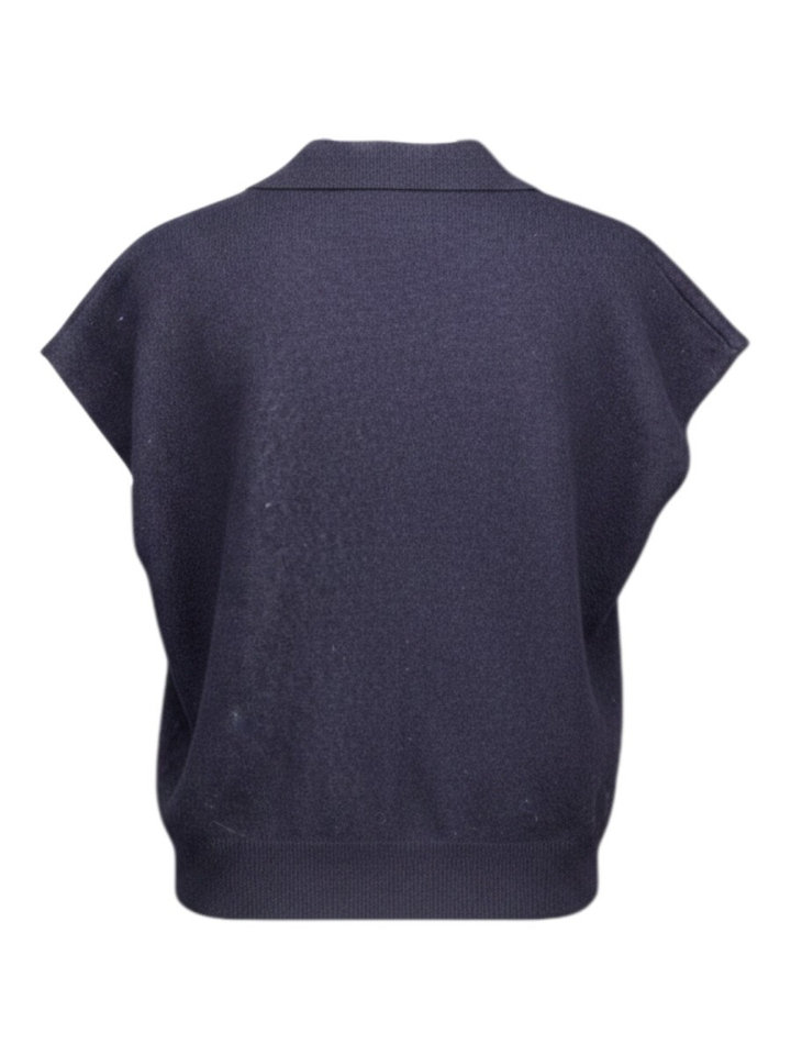 Donkerblauwe trui met kraag in merino wol Okaloosa Twns