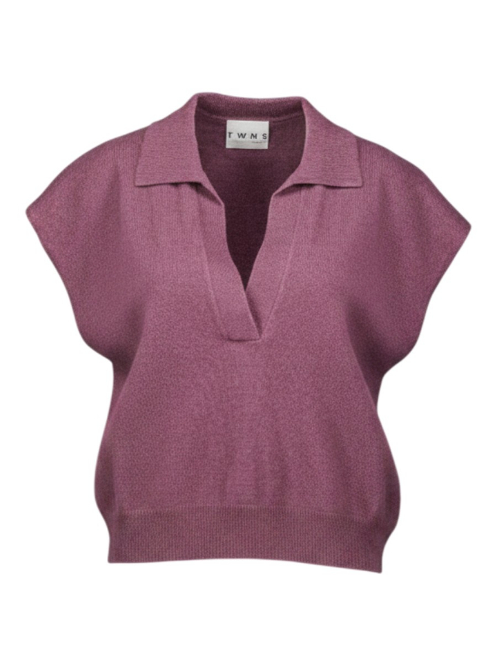 Bordeaux polo met kraag in merino wol Okaloosa Twns 