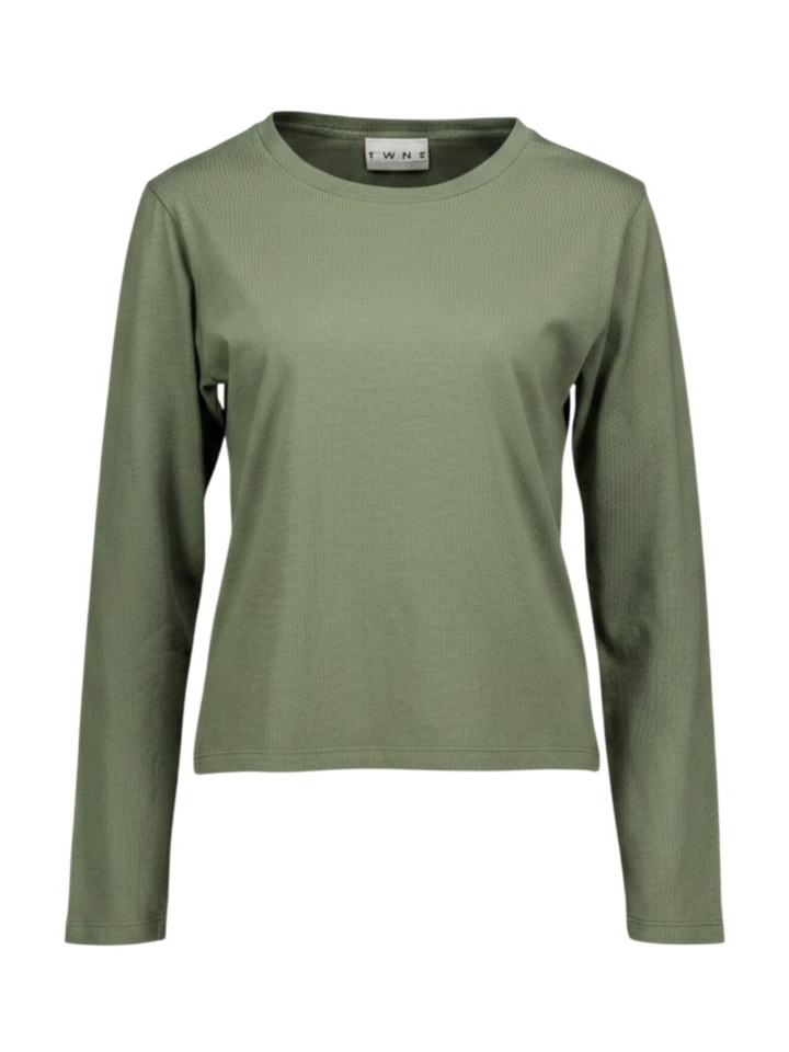 Kakigroene t-shirt met lange mouwen Queens Twns