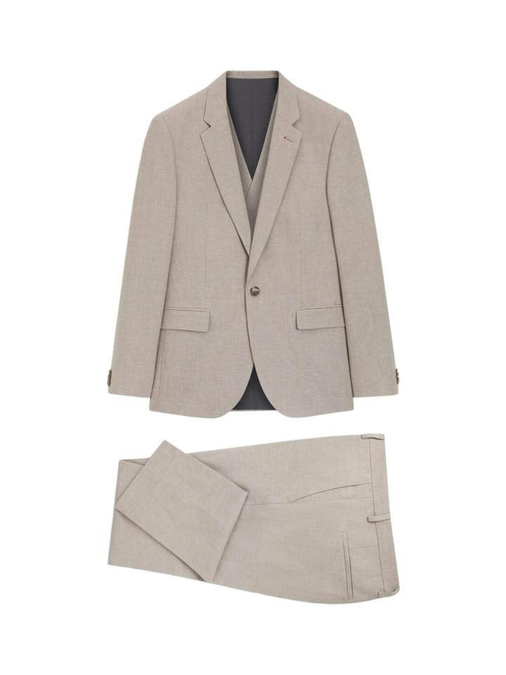 Beige 3-delig kostuum van katoen en linnen Hugo Boss 