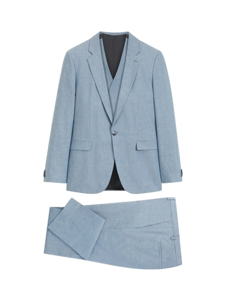Blauw 3-delig kostuum van linnen en katoen Hugo Boss 