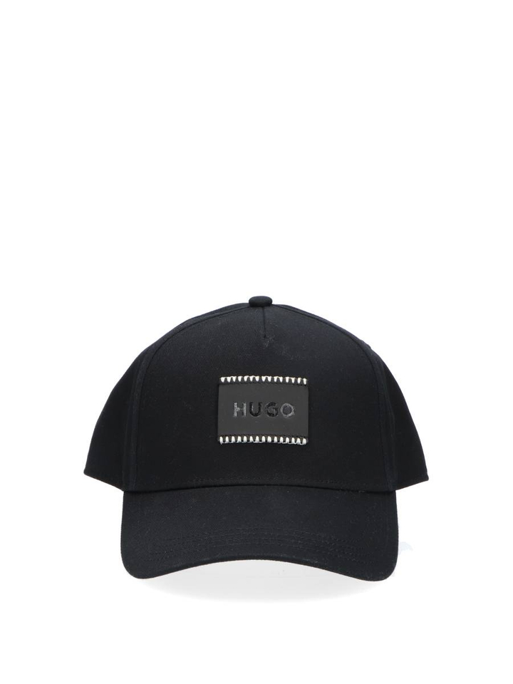 Zwarte katoenen pet met logo Hugo Boss