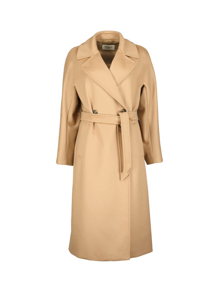 Camel kleurige wollen lange mantel Max Mara 