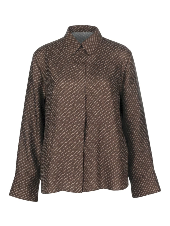 Donkerbruine blouse met motief Farea MM