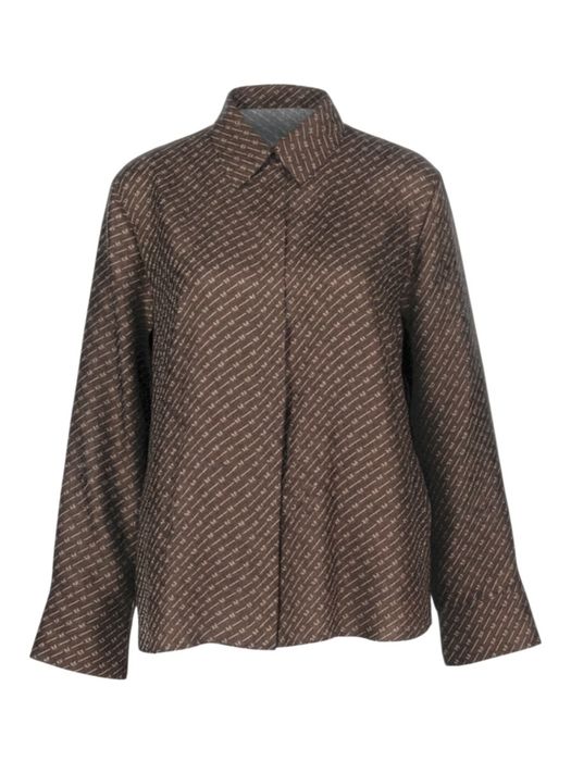 Donkerbruine blouse met motief Farea MM