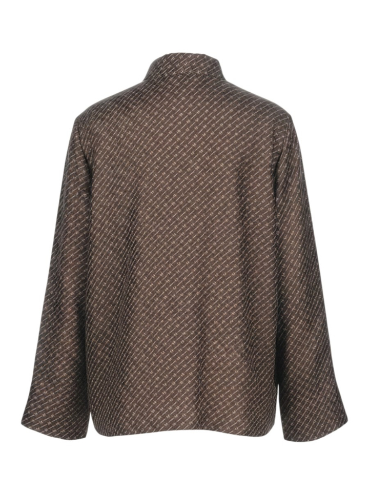 Donkerbruine blouse met motief Farea MM