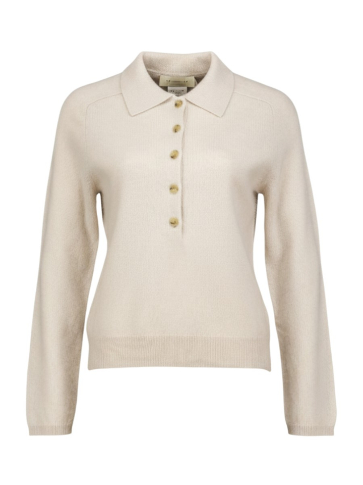 Ecrukleurige polo met lange mouwen Cellula MM 