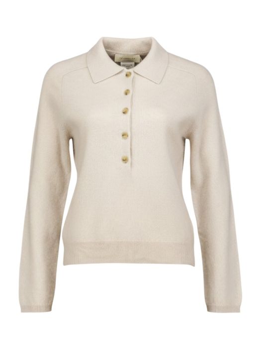 Ecrukleurige polo met lange mouwen Cellula MM