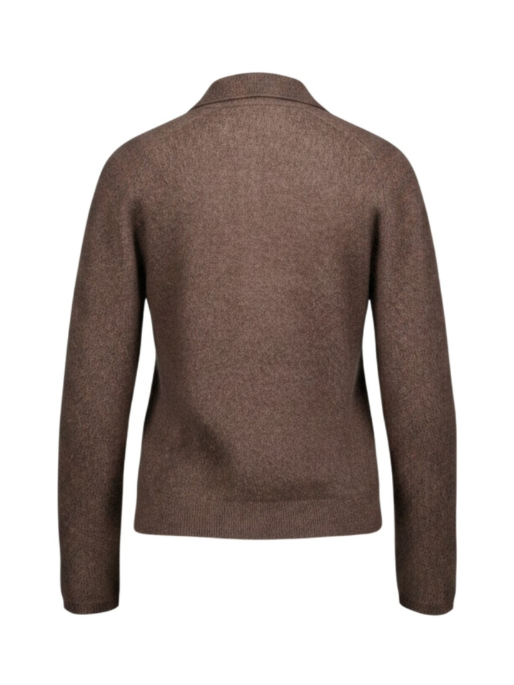 Donkerbruine wollen polo met lange mouwen Cellulia MM