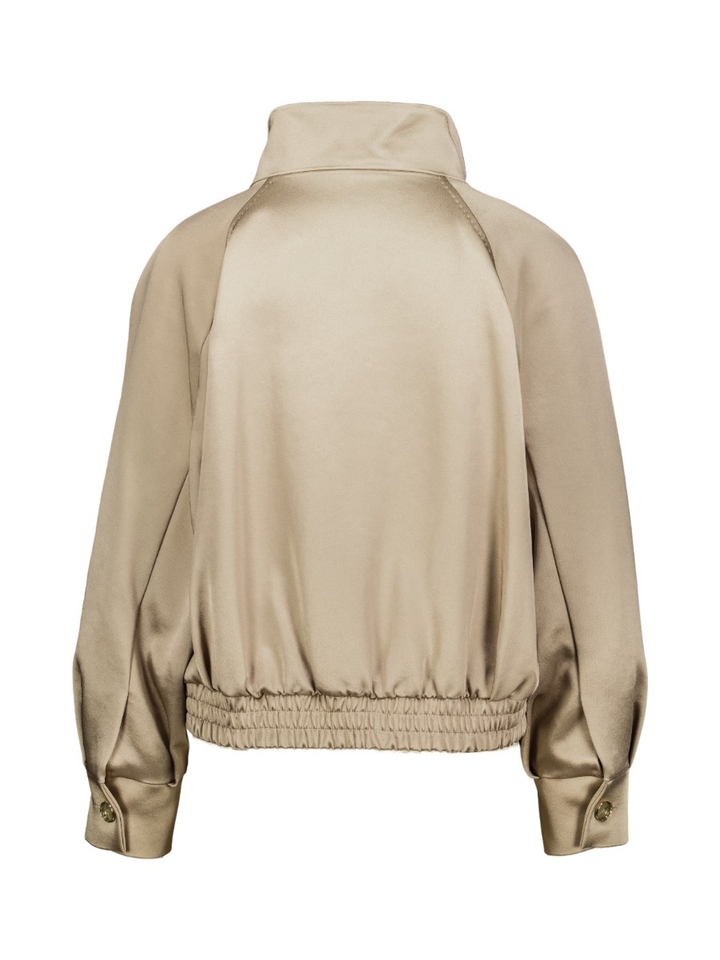 Beige bomberjack in soepele lederlook met raglanmouwen Beato Marella