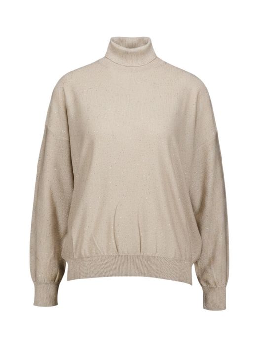 Beige pull met glitterdetail en rolkraag Gesto Marella