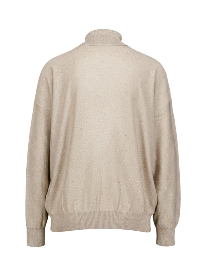 Beige pull met glitterdetail en rolkraag Gesto Marella 