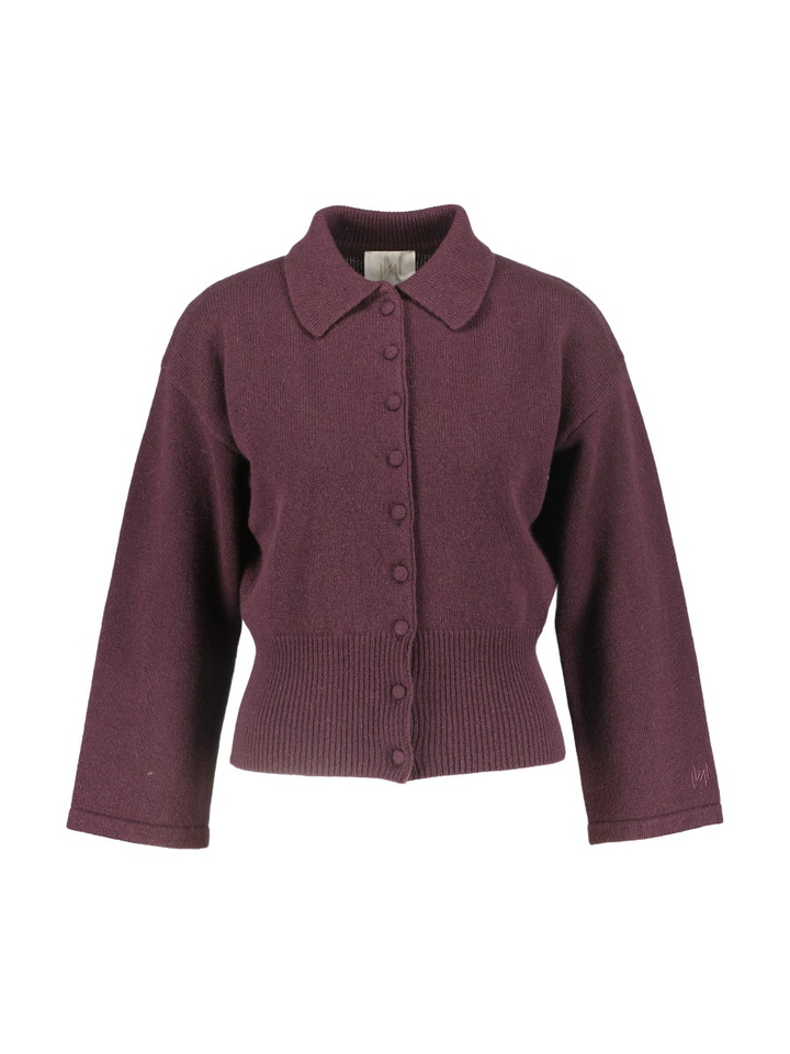 Aubergine trui met knoopsluiting Lesena Marella