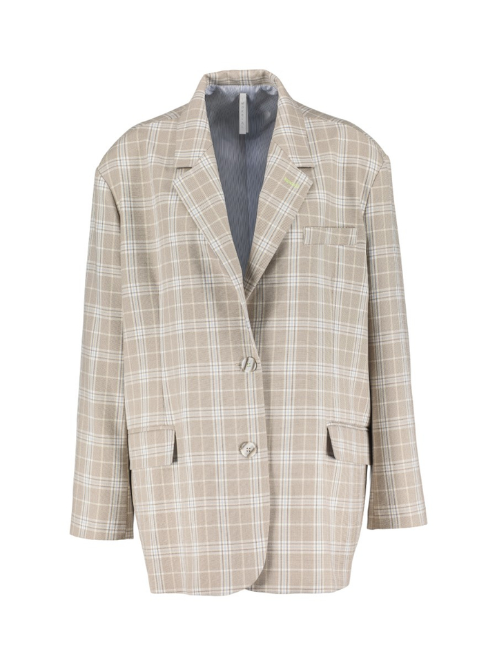 Beige oversized blazer met ruitmotief Imperial 