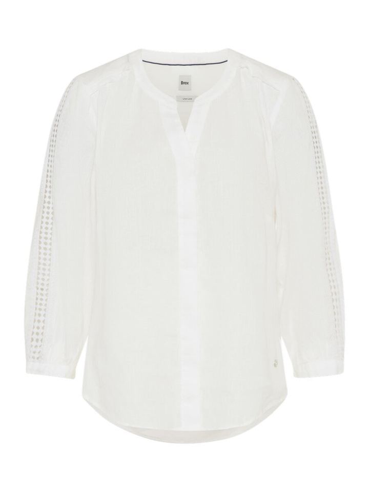 Witte linnen bloes met broderie detail Brax 