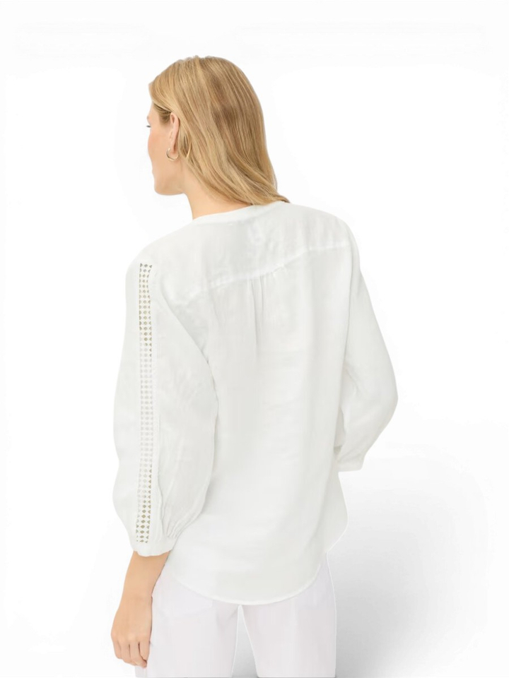 Witte linnen bloes met broderie detail Brax