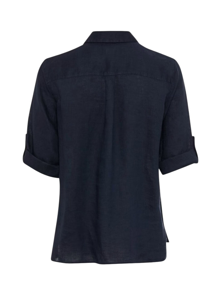Donkerblauwe linnen bloes Brax 
