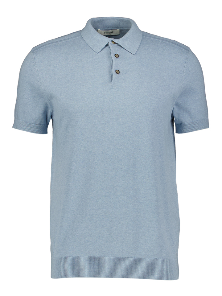 Lichtblauwe katoenen polo Selected
