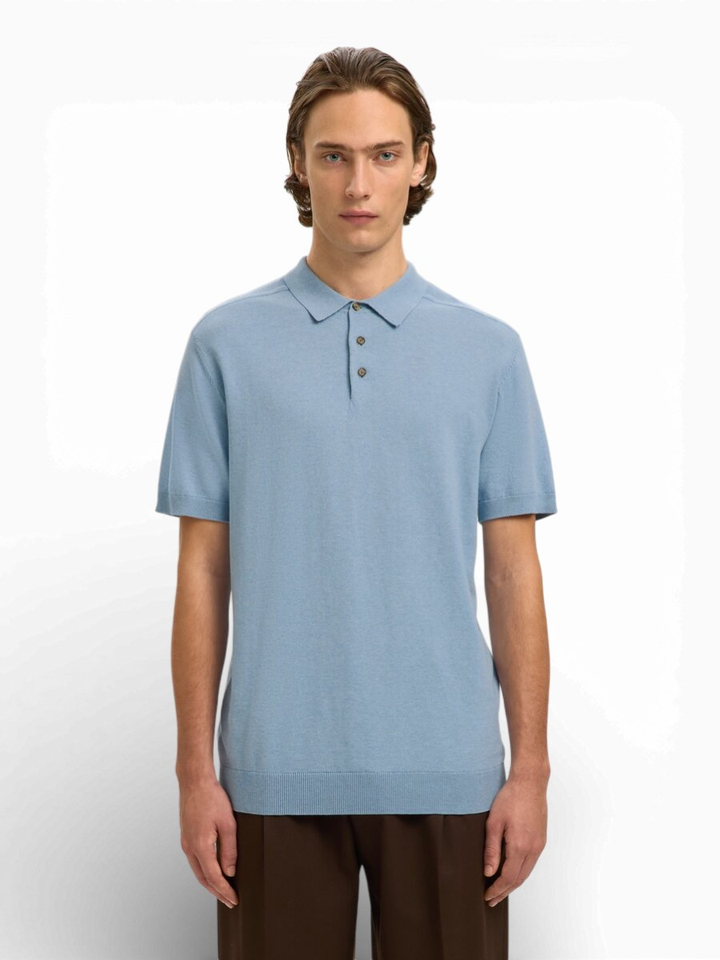 Lichtblauwe katoenen polo Selected