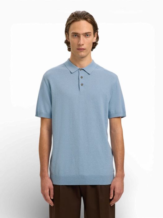 Lichtblauwe katoenen polo Selected