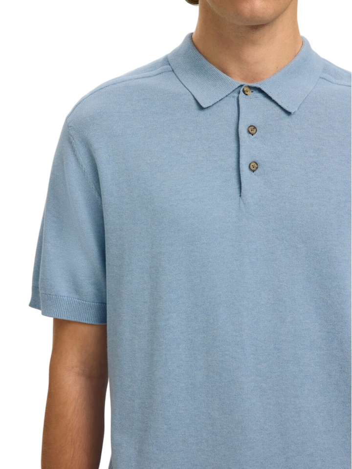 Lichtblauwe katoenen polo Selected