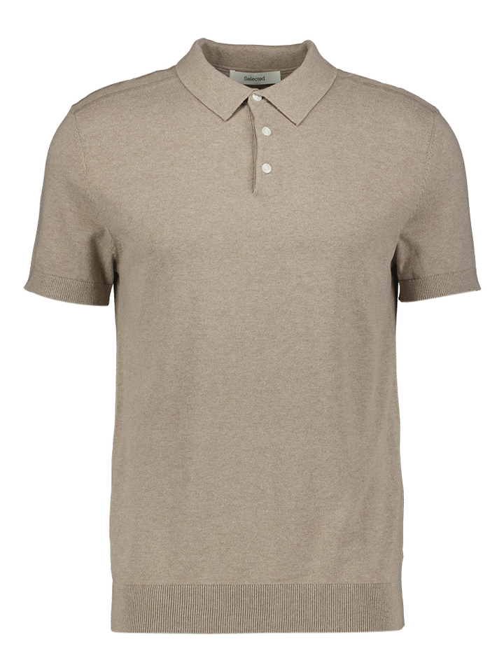 Taupe kleurige katoenen polo Selected 