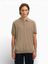 Taupe kleurige katoenen polo Selected 
