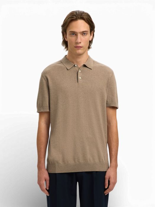 Taupe kleurige katoenen polo Selected