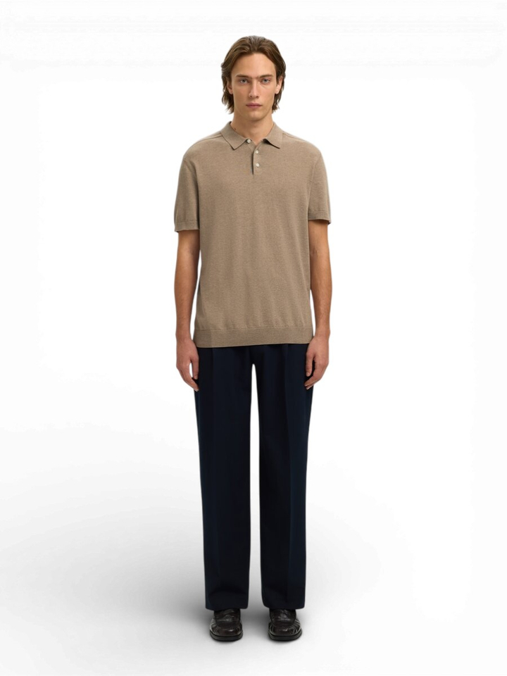 Taupe kleurige katoenen polo Selected 