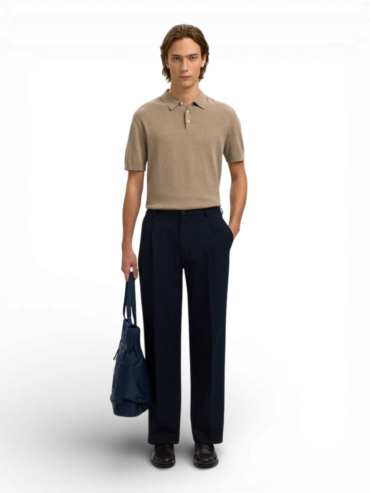 Taupe kleurige katoenen polo Selected 