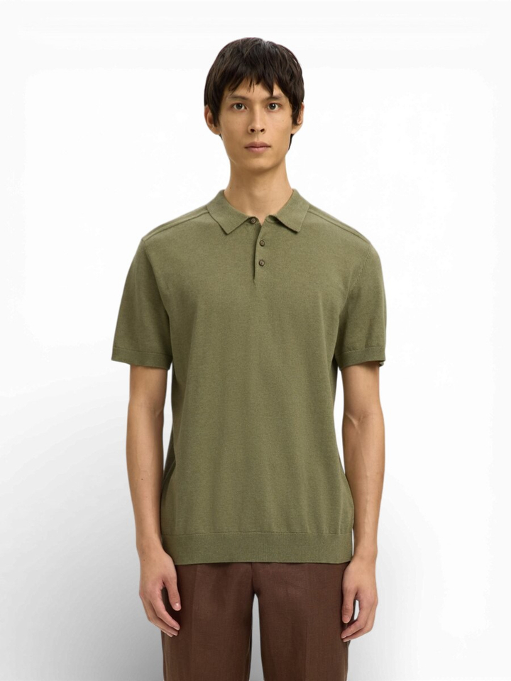 Kaki groene katoenen polo Selected 