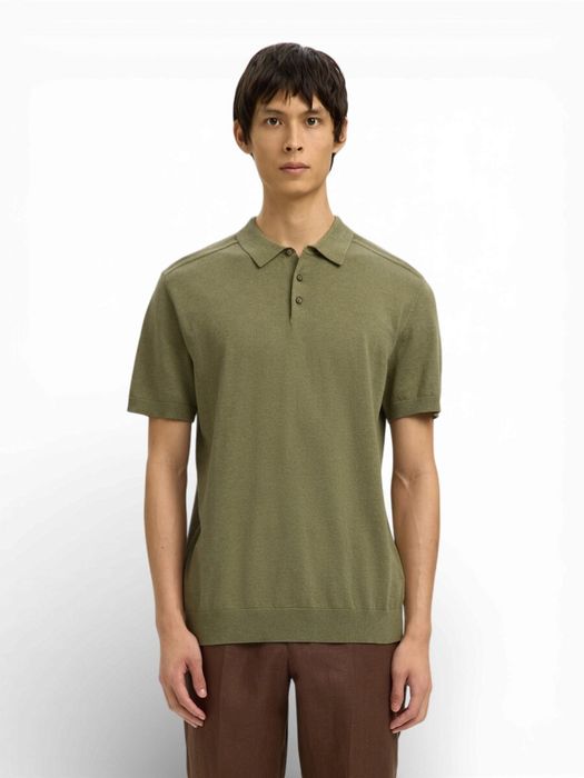 Kaki groene katoenen polo Selected