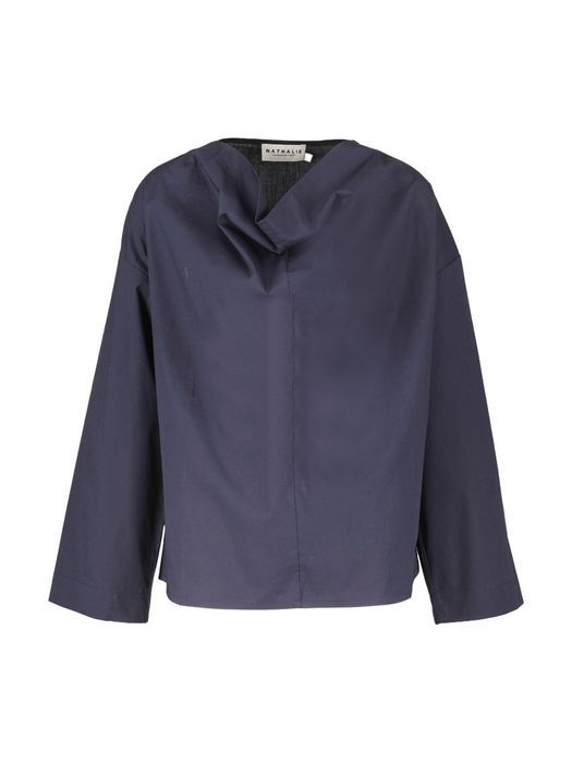 Donkerblauwe blouse met wijde kraag Jeree Nathalie Vleeschouwer