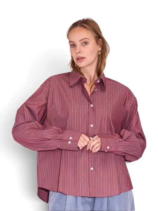 Bordeaux gestreepte blouse Hermine Nathalie Vleeschouwer