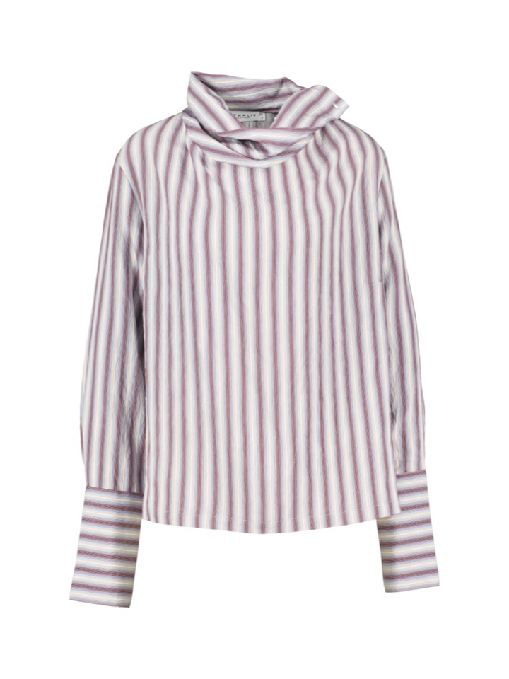 Gestreepte blouse met opstaande kraag Nathalie Vleeschouwer 