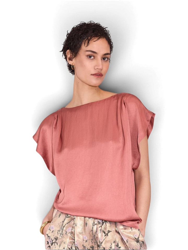 Roze blouse met korte mouwen Julie Nathalie Vleeschouwer