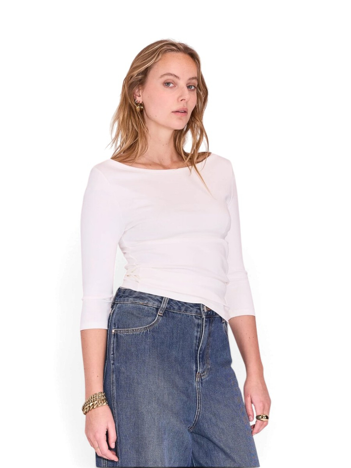 Ecru t-shirt met 3/4 mouw Nathalie Vleeschouwer