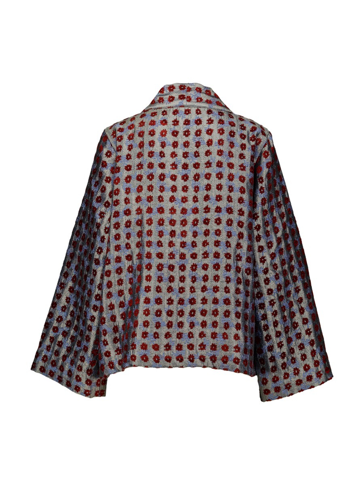Elegante metallic jacquard cardigan met kimono-overslag Flenn Nathalie Vleeschouwer 