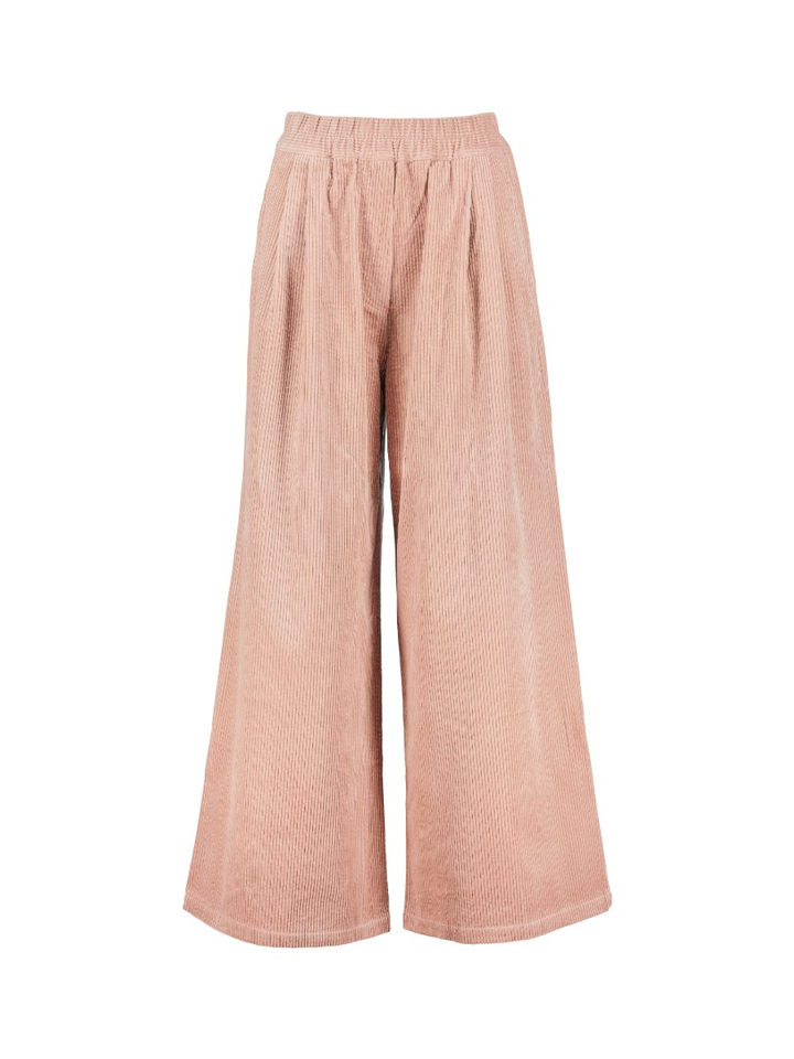 Roze wijde broek in Ribfluweel Hardy Nathalie Vleeschouwer