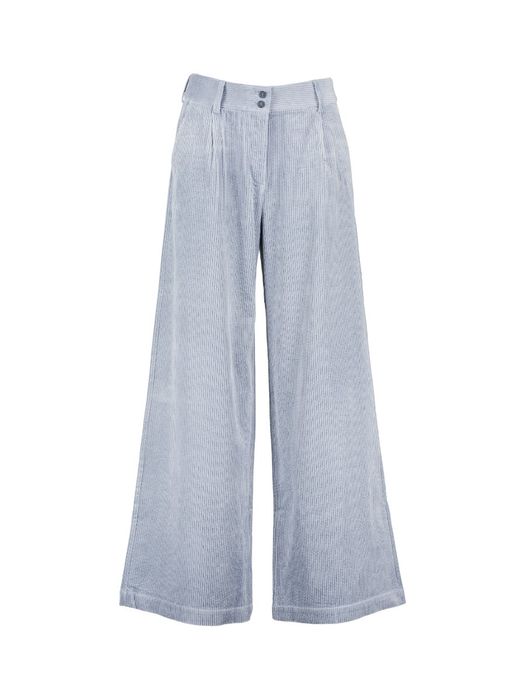 Lichtblauwe wijde broek in ribfluweel Edward Nathalie Vleeschouwer
