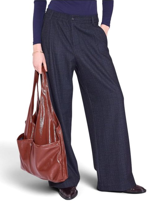 Blauwe broek met subtiel multi-color ruitje JAMES Nathalie Vleeschouwer
