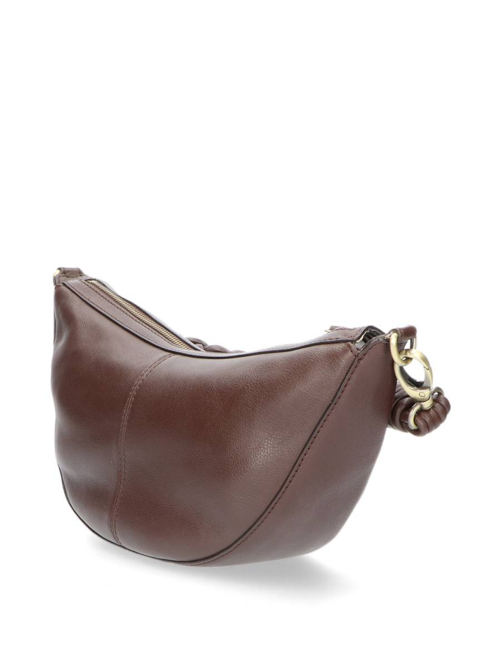 Donkerbruine lederen handtas Leo Twisted Handle O My Bag