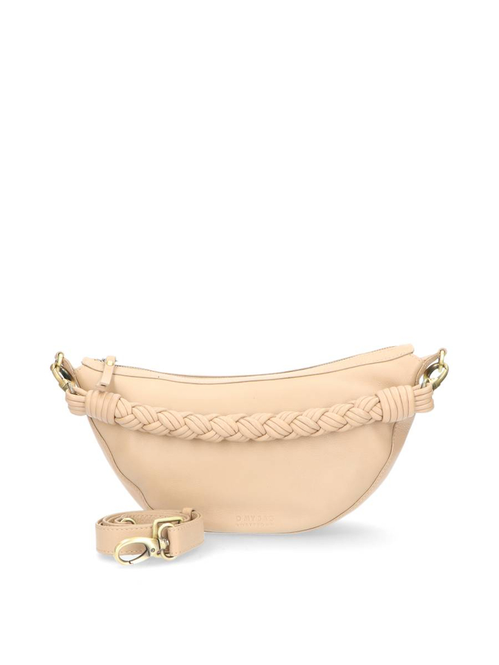 Beige lederen handtas Leo Twisted Handle O My Bag 