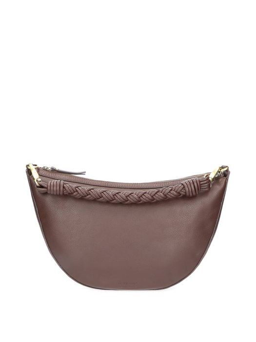 Donkerbruine lederen handtas Leo Twisted Maxi O My Bag