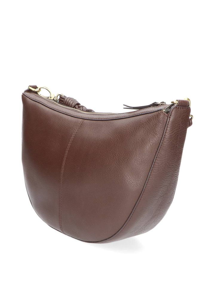 Donkerbruine lederen handtas Leo Twisted Maxi O My Bag