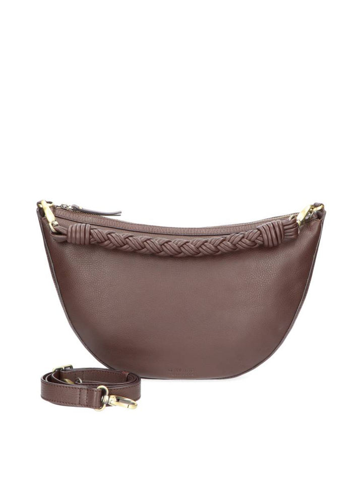 Donkerbruine lederen handtas Leo Twisted Maxi O My Bag