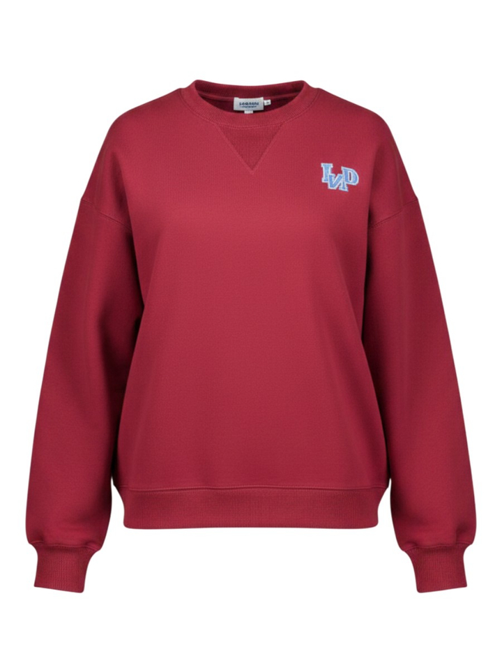 Rode sweater met blauw logo Wakame Indee