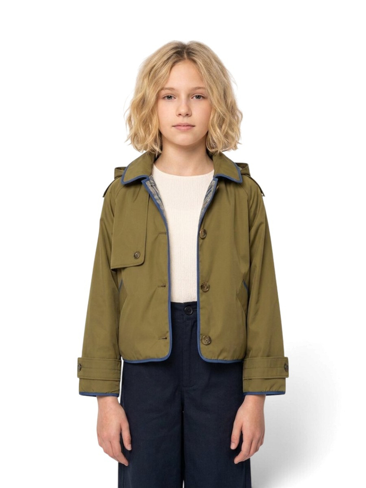Kaki groene jas met ruit motief detail Windy Indee 
