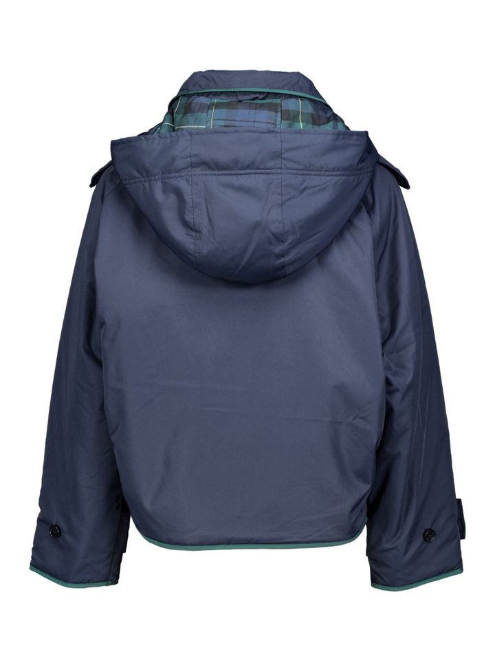 Donkerblauwe korte jas met groen ruit motief Windy Indee