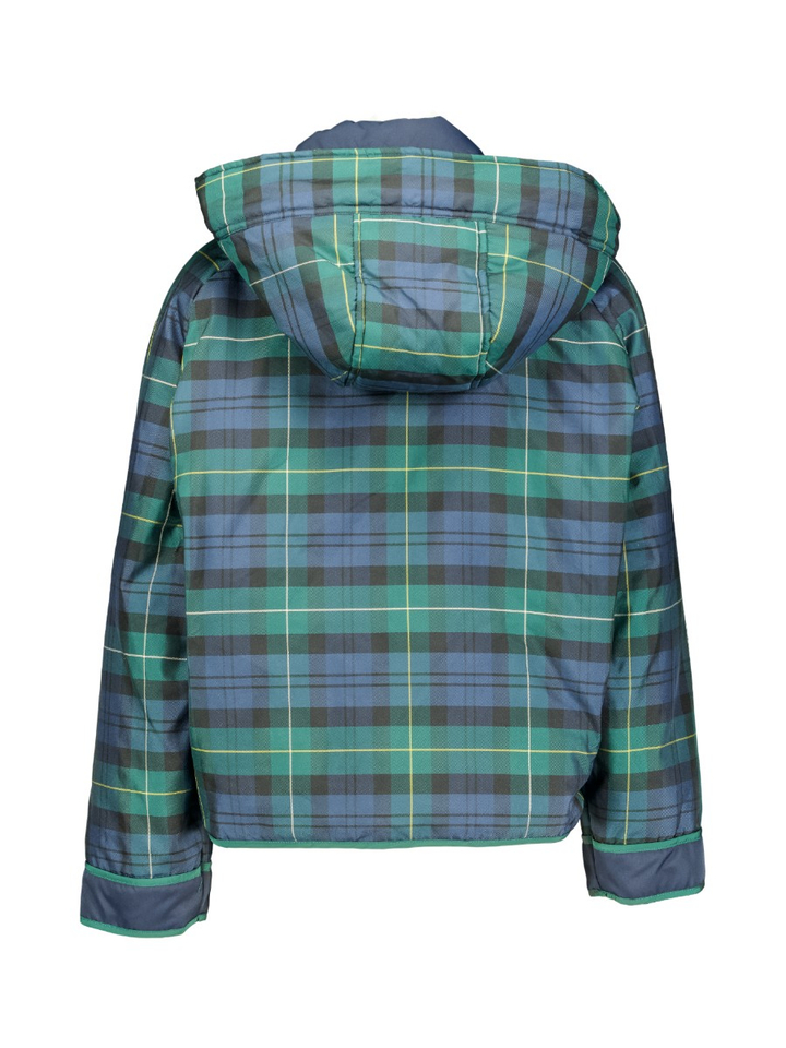 Donkerblauwe korte jas met groen ruit motief Windy Indee